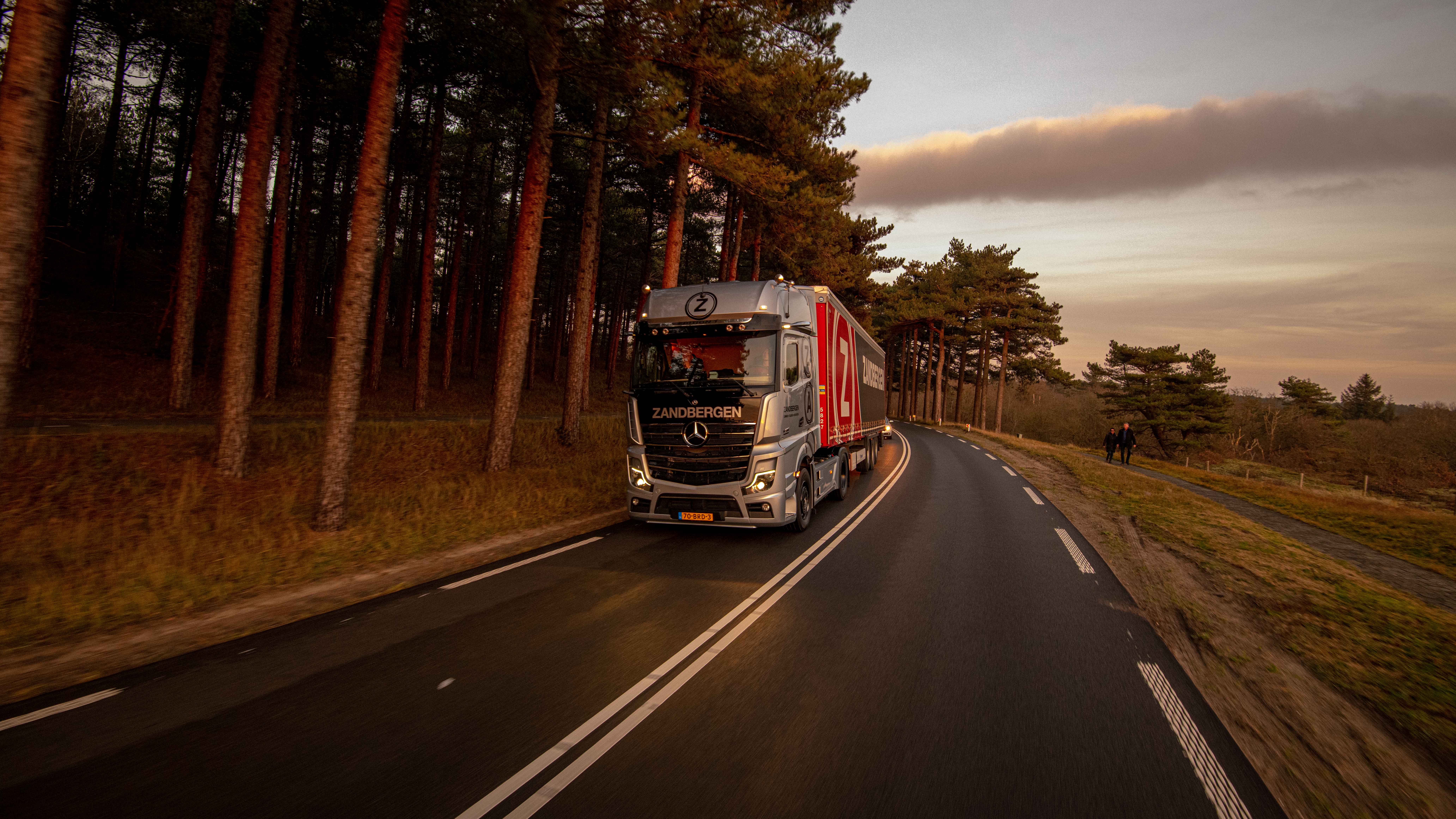 Nummer 175 is de enige niet rode truck bij Zandbergen Transport